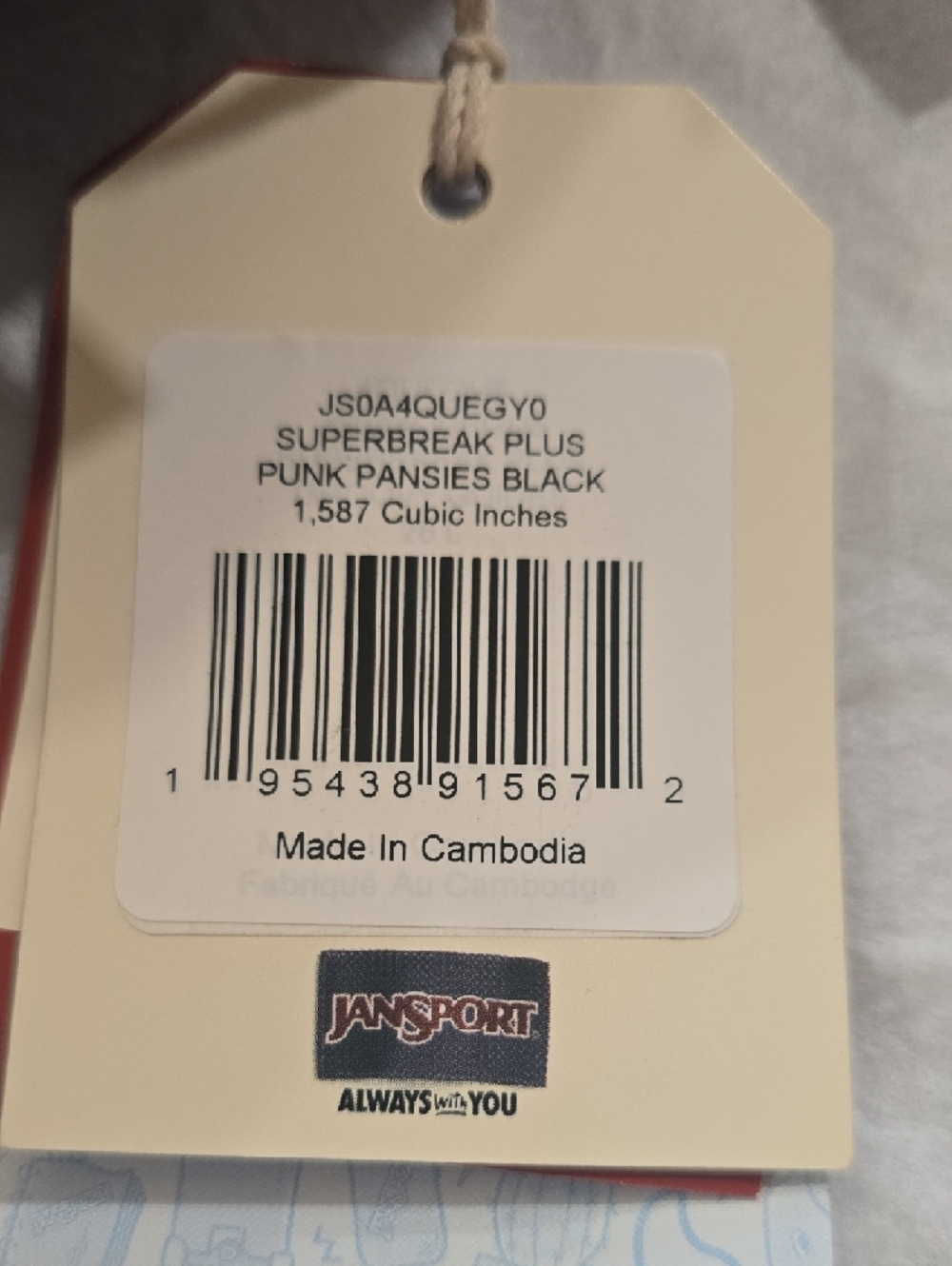 Jansport Black Daisy Print Backpack - Picture 11 of 12